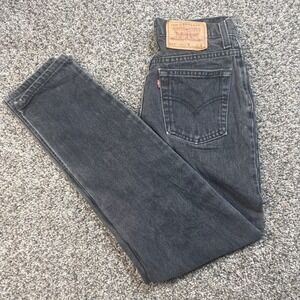 Vintage Levis 512 Women's 24x28 USA Made Slim Fit Tapered Jeans Black Denim 90s